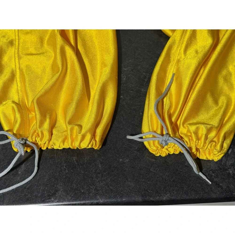 Caffeine Skater Parachute Pants Yellow Mens Large Baggy Cargo Rave Festival Y2K